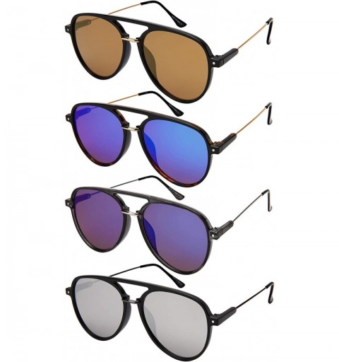 Aviator Flat Top Aviator Sunglasses for Men Pilot Style Sunglass Women 3344 - CI18M592UL9 $8.09