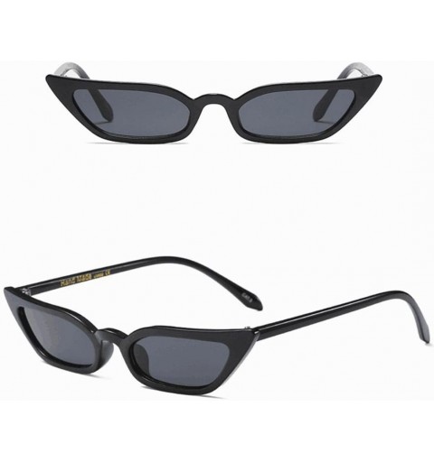 Aviator Cat Eye Sunglasses - Women Retro Vintage Small Frame UV400 Eyewear (Black) - Black - CG18DTCXAC2 $9.42