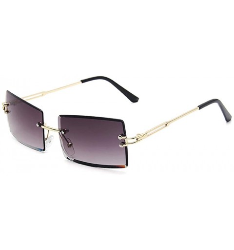 Rimless Square Ultra-Small Frame sunglasses for Women Men Rectangle Retro see through lens rimless sunglasses - 5 - CP1985EH5...