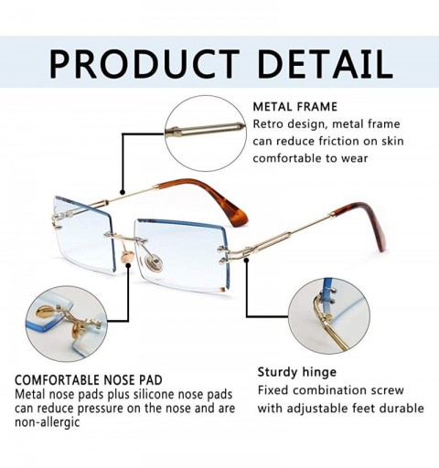Rimless Square Ultra-Small Frame sunglasses for Women Men Rectangle Retro see through lens rimless sunglasses - 5 - CP1985EH5...