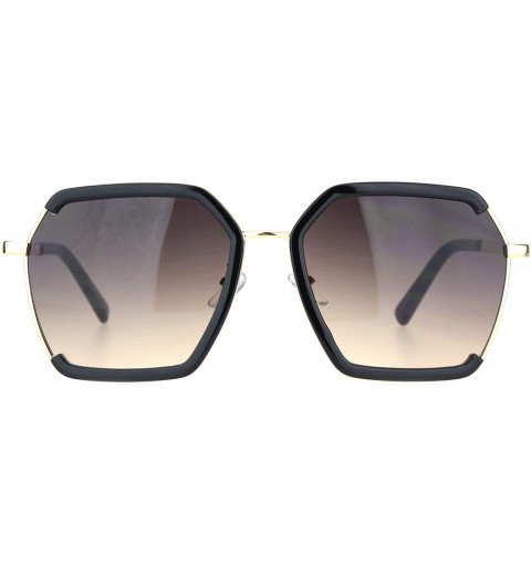 Butterfly Womens Hexagon Large Designer Butterfly Sunglasses - Black Gradient Brown - C218MD5X3I9 $23.29
