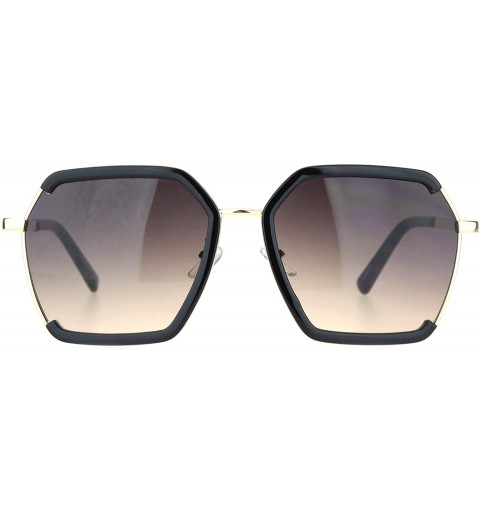 Butterfly Womens Hexagon Large Designer Butterfly Sunglasses - Black Gradient Brown - C218MD5X3I9 $14.40