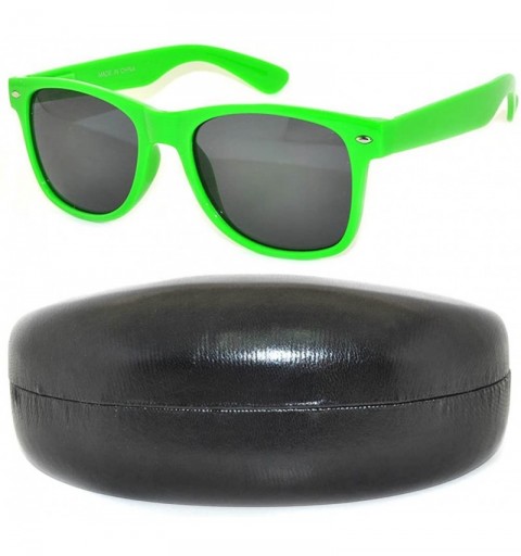 Wayfarer Vintage Sunglasses with Hard Clamshell Case Many Colors - Smoke Lens Dark Green & Case Shiny Black - CG11RGAS5X7 $10.16
