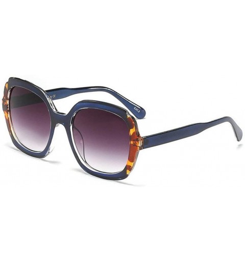 Square Oversized Bifocal Reading Presbyopia Sunglasses - Blue Leopard - CL1978WS322 $21.13