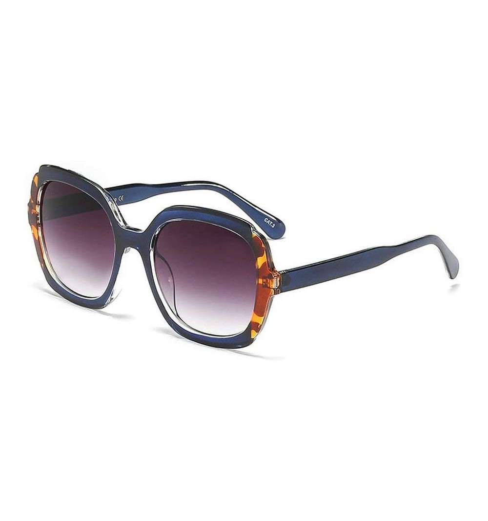Square Oversized Bifocal Reading Presbyopia Sunglasses - Blue Leopard - CL1978WS322 $21.13