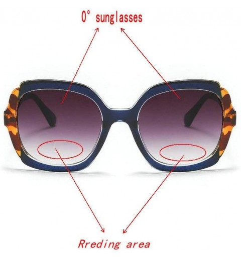 Square Oversized Bifocal Reading Presbyopia Sunglasses - Blue Leopard - CL1978WS322 $21.13