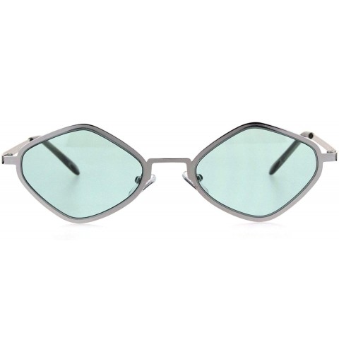 Square Hippie Diamond Shape Metal Rim Pimp Retro Sunglasses - Silver Mint - CM18I4EKQ5T $20.96