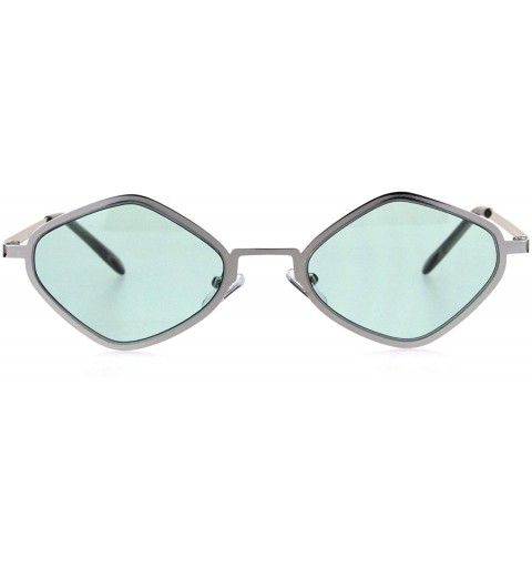 Square Hippie Diamond Shape Metal Rim Pimp Retro Sunglasses - Silver Mint - CM18I4EKQ5T $12.58