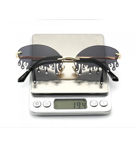 Oval Fashion Rimless Bling Diamond Sunglasses Women New Vintage Unique Tears Shape Sunglasses Female Shades UV400 - C5198G7NW...