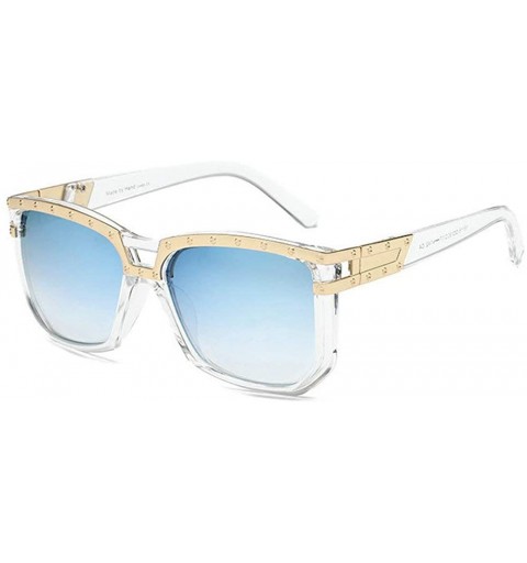 Oversized Sexy Women leopard Frame Chic Vintage Designer Lady Oversized oval Sunglasses - Clear&blue - CM18M4DIUN2 $9.89