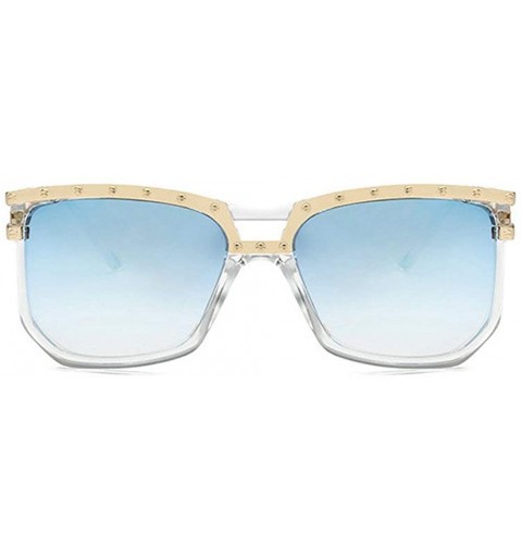 Oversized Sexy Women leopard Frame Chic Vintage Designer Lady Oversized oval Sunglasses - Clear&blue - CM18M4DIUN2 $9.89