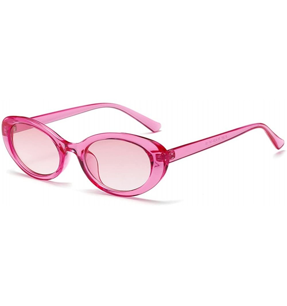 Oval Oval Sunglasses Woman Summer 2018 Retro Sun Glasses Female Accessories UV400 - Clear Pink - CI18EH3S9C6 $10.52