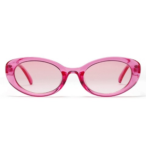 Oval Oval Sunglasses Woman Summer 2018 Retro Sun Glasses Female Accessories UV400 - Clear Pink - CI18EH3S9C6 $10.52