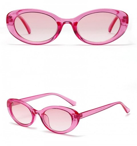 Oval Oval Sunglasses Woman Summer 2018 Retro Sun Glasses Female Accessories UV400 - Clear Pink - CI18EH3S9C6 $10.52