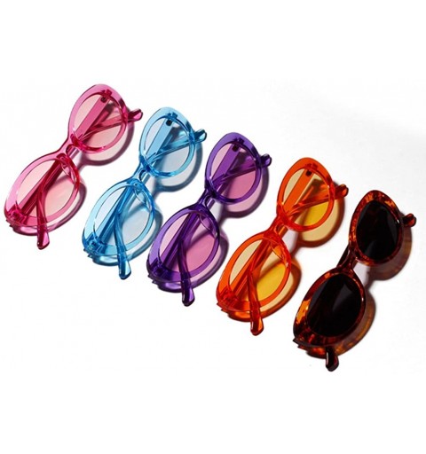 Oval Oval Sunglasses Woman Summer 2018 Retro Sun Glasses Female Accessories UV400 - Clear Pink - CI18EH3S9C6 $10.52