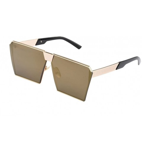 Round TrendyMate-Womens Men Reflective Mirror Large Square Metal Rimmed Sunglasses Unisex - Gold Tyrant Gold - CH17AAMNKTX $2...
