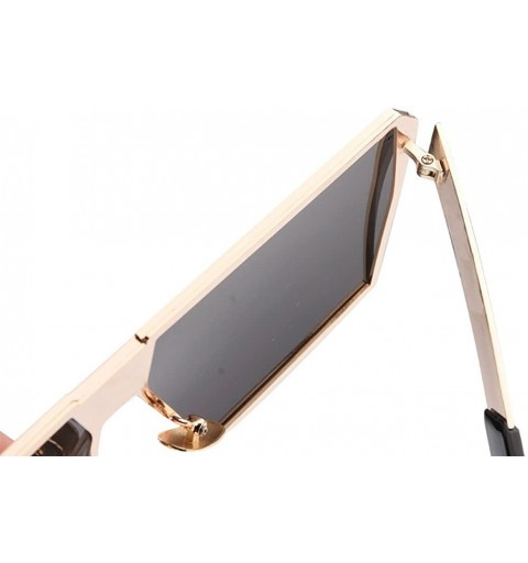 Round TrendyMate-Womens Men Reflective Mirror Large Square Metal Rimmed Sunglasses Unisex - Gold Tyrant Gold - CH17AAMNKTX $8.85