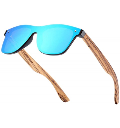 Aviator Vintage Mens Womens Wooden Sunglasses Polarized Walnut Zebra Rimless Square Luxury Sun Glasses - CI18S22A5UE $30.86