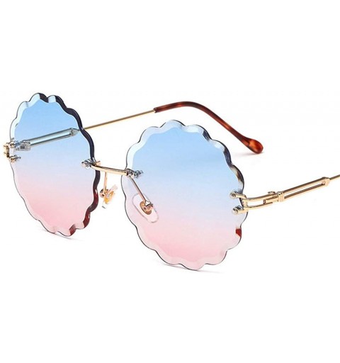 Rectangular Round Rimless Flower Sunglasses Women Men Vintage Stylish Sun Glasses Unique Decoration Eyewears - 8 - C618Y7DS64...