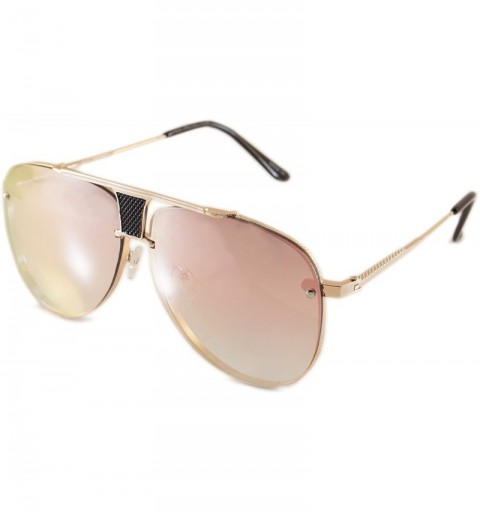Aviator Unisex Fearless Black Metal Bridge Insert Mirrored Sunglasses - Gold/ Pink Revo - CI187S6YXSZ $11.59
