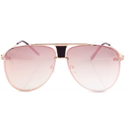 Aviator Unisex Fearless Black Metal Bridge Insert Mirrored Sunglasses - Gold/ Pink Revo - CI187S6YXSZ $11.59