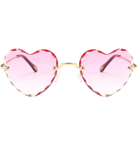 Oversized Women Heart Shaped RimlSunglasses Thin Metal Frame UV Protection Sun Glasses Vacation Festival Fishing - C3197Y6S03...