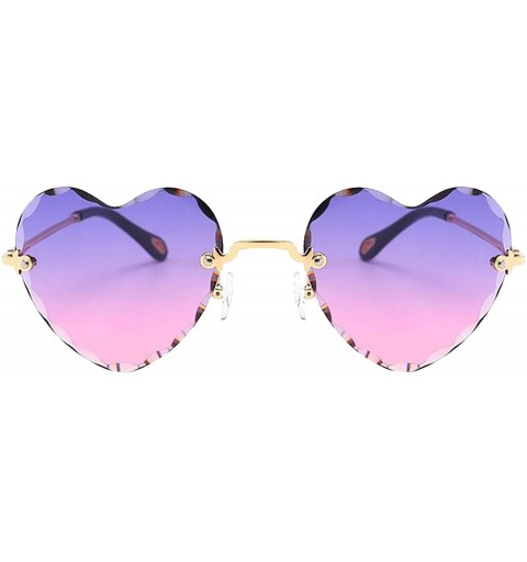 Oversized Women Heart Shaped RimlSunglasses Thin Metal Frame UV Protection Sun Glasses Vacation Festival Fishing - C3197Y6S03...