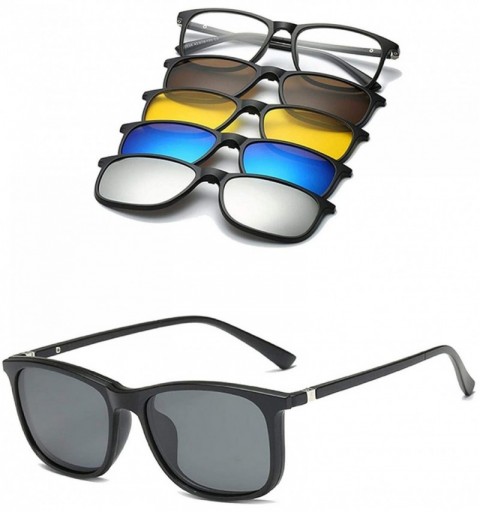Shield 5 Lenes Magnet Sunglasses Clip Mirrored Glasses Men Polarized Custom Prescription Myopia - 2263a - CX198A38Y5R $80.42