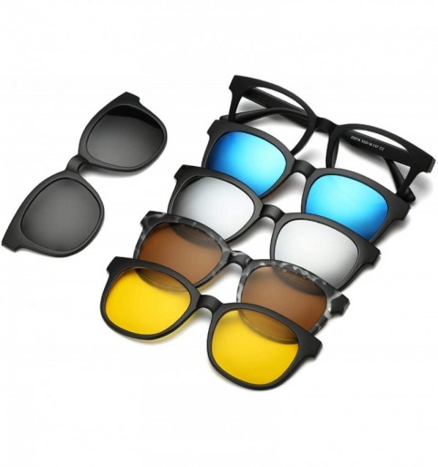 Shield 5 Lenes Magnet Sunglasses Clip Mirrored Glasses Men Polarized Custom Prescription Myopia - 2263a - CX198A38Y5R $33.66
