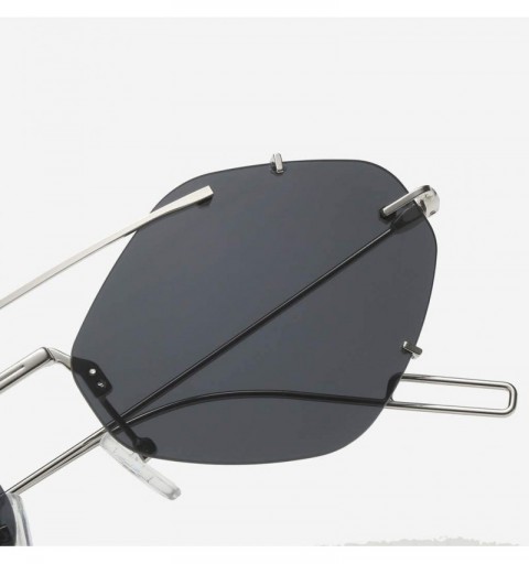 Goggle Polarized Sunglasses for Men Women Retro Frameless Goggle Classic Alloy Frame Hippie Sunglasses Mirror Lens - CY194KXZ...