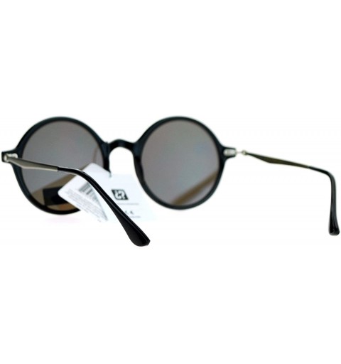 Round Mens Retro Trendy Flat Lens Round Circle Lens Sunglasses - Black Blue - CL128KMU07J $10.56