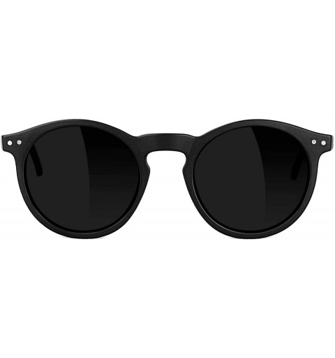 Round TimTim Premium Polarized Sunglasses with Glare Reducing Lenses - 100% UV Protected - Matte Black Frame - CF12CDO655B $4...