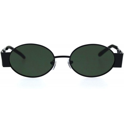 Round Art Deco Die Cut Thick Arm Oval Round Pimp Sunglasses - Black Green - CQ18QYO937Q $9.41