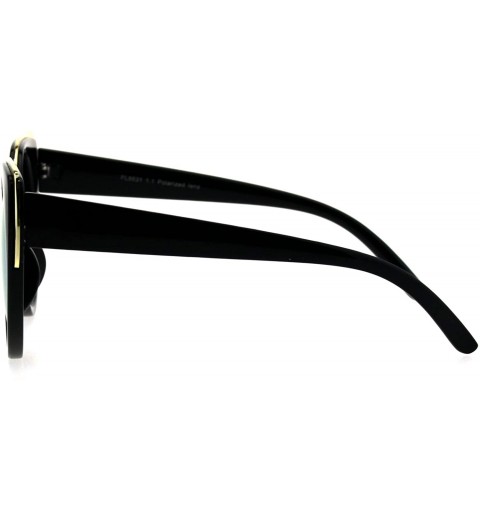 Round Womens Polarized Lens Mod Goth Cat Eye Fashion Retro Sunglasses - Black Blue - C918GO962OU $17.44