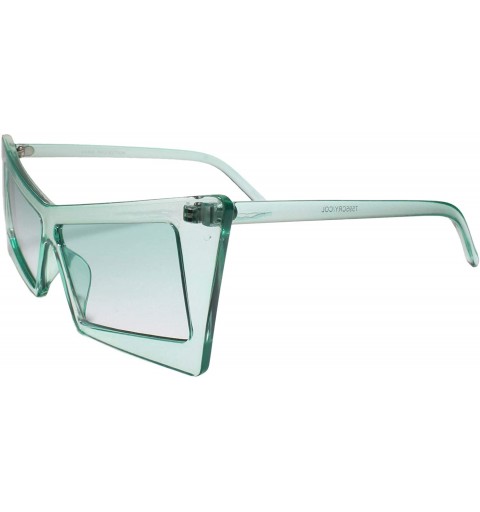 Rectangular Retro Slanted Rectangle Funky Exotic Cat Eye Tinted Sunglasses - Green - C9199EQL2QC $11.69