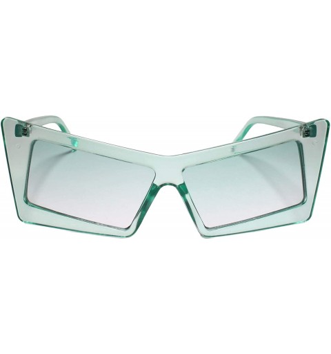 Rectangular Retro Slanted Rectangle Funky Exotic Cat Eye Tinted Sunglasses - Green - C9199EQL2QC $11.69