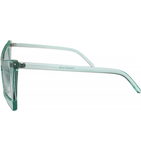 Rectangular Retro Slanted Rectangle Funky Exotic Cat Eye Tinted Sunglasses - Green - C9199EQL2QC $11.69