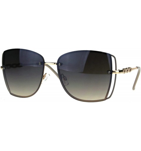 Square Womens Fashion Sunglasses Square Rims Behind Lens Frame UV 400 - Gold Beige - CE188WU2U92 $10.45