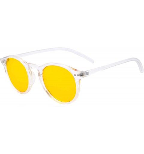 Round Womens Colorful Full Round Frame Sunglasses UV400 Beach-11746 - Transparent Frame - CR1943SS589 $9.90