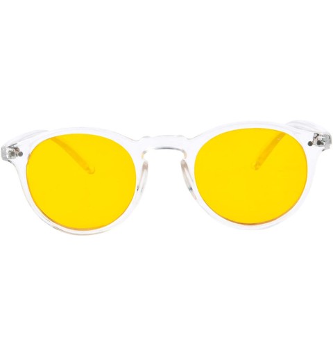 Round Womens Colorful Full Round Frame Sunglasses UV400 Beach-11746 - Transparent Frame - CR1943SS589 $9.90