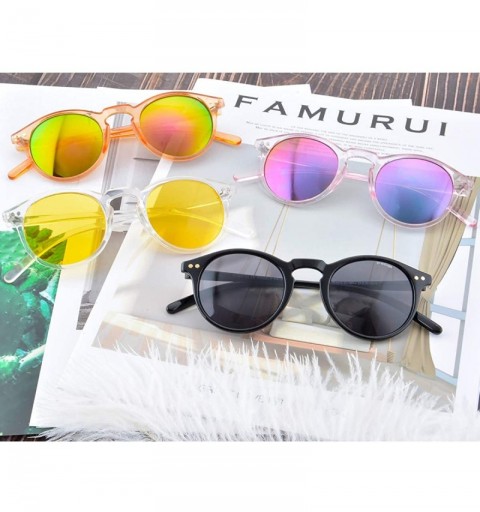 Round Womens Colorful Full Round Frame Sunglasses UV400 Beach-11746 - Transparent Frame - CR1943SS589 $9.90