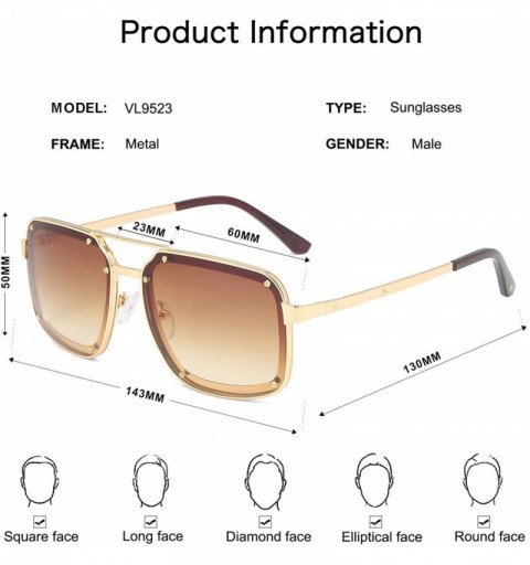 Oval Square Aviator Sunglasses Sunglasses for Men Square Shades UV400 VL9523B ACTION - CF198CH7SSU $14.50