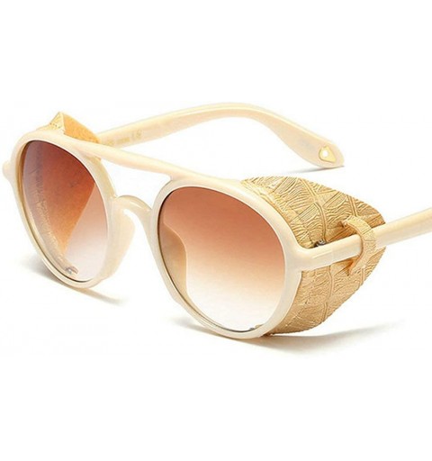 Oval Vintage Women Punk Round Sunglasses Luxury Brand Designer Fashion Side protection Sun Glasses - C318MD6Z3O6 $31.12