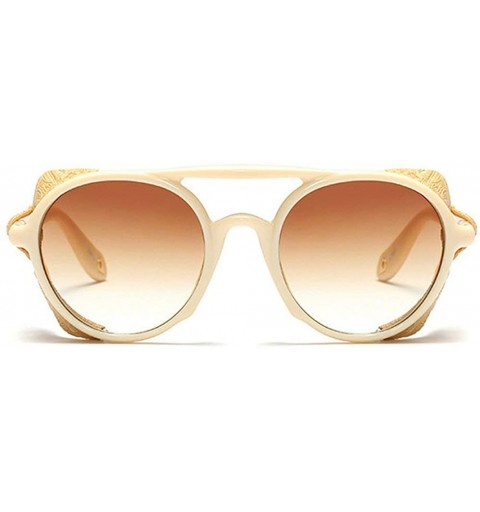 Oval Vintage Women Punk Round Sunglasses Luxury Brand Designer Fashion Side protection Sun Glasses - C318MD6Z3O6 $13.18