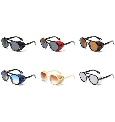 Oval Vintage Women Punk Round Sunglasses Luxury Brand Designer Fashion Side protection Sun Glasses - C318MD6Z3O6 $13.18