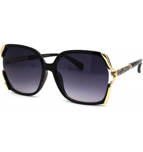 Butterfly Womens Nugget Metal Glitter Jewel Arm Butterfly Designer Sunglasses - Black Gold Smoke - C1193YMU590 $14.20