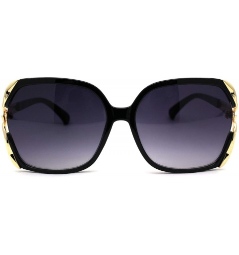 Butterfly Womens Nugget Metal Glitter Jewel Arm Butterfly Designer Sunglasses - Black Gold Smoke - C1193YMU590 $14.20