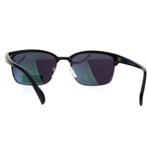 Rectangular Mens Classic Rectangular Half Horn Rim Designer Fashion Mod Sunglasses - Black Teal - CF17YSSNCDT $10.54