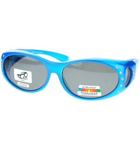 Oval Womens Rhinestone Polarized Oval Lens Fit Over Sunglasses - Blue - CH11QLSE8GJ $12.16