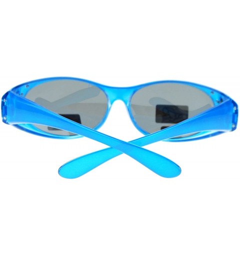 Oval Womens Rhinestone Polarized Oval Lens Fit Over Sunglasses - Blue - CH11QLSE8GJ $12.16